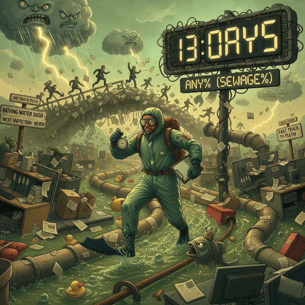bathing water status speedrun: 13 days any% (sewage%)