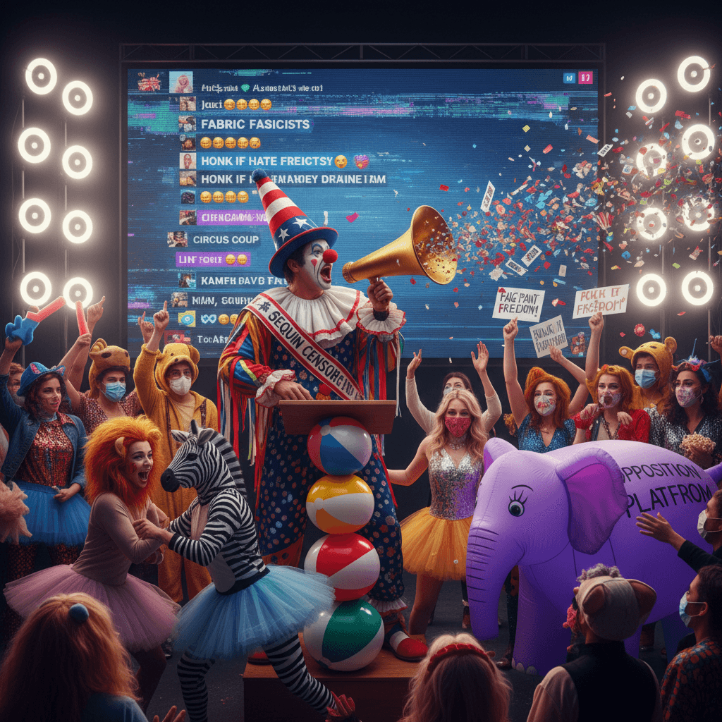 Peak circus energy: costume politics hits different on live