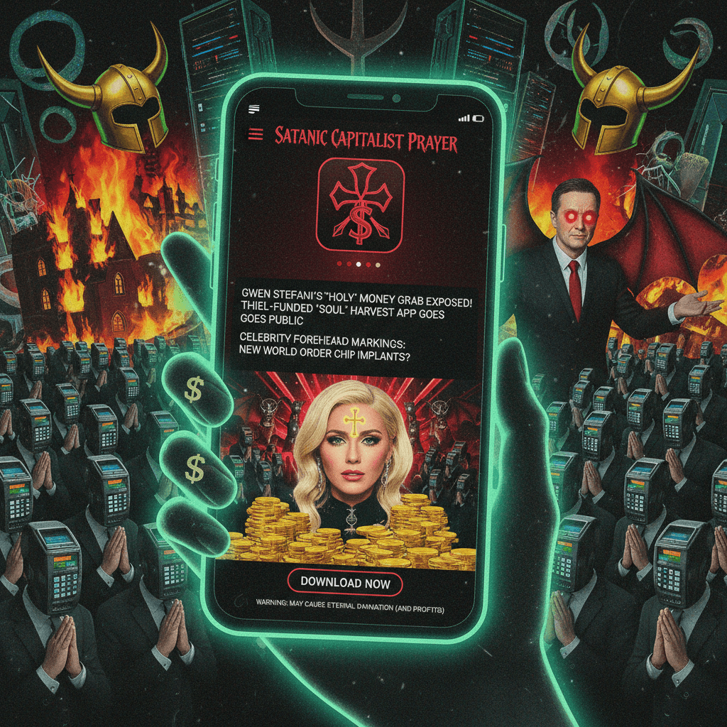 Gwen's forehead cross = satanic capitalist prayer app confirmed