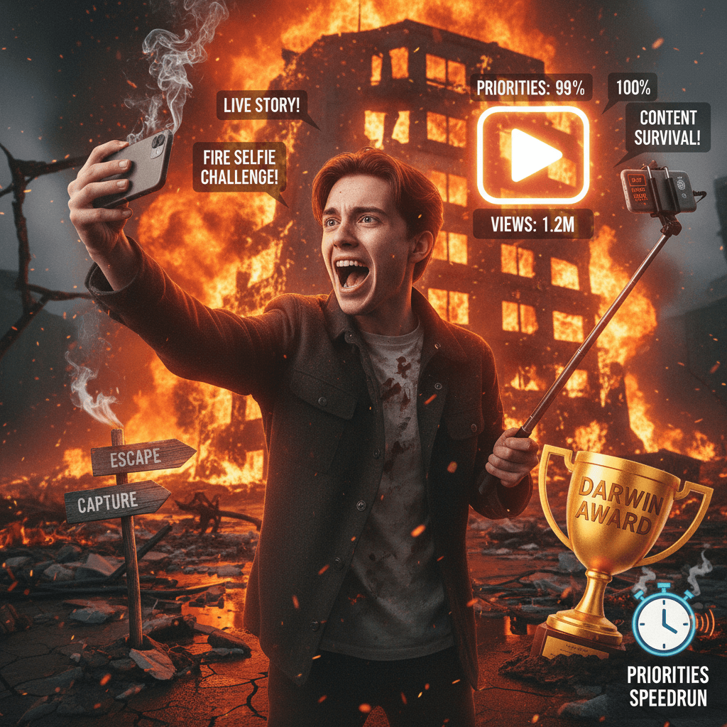 youth films inferno instead of fleeing, chooses content over survival