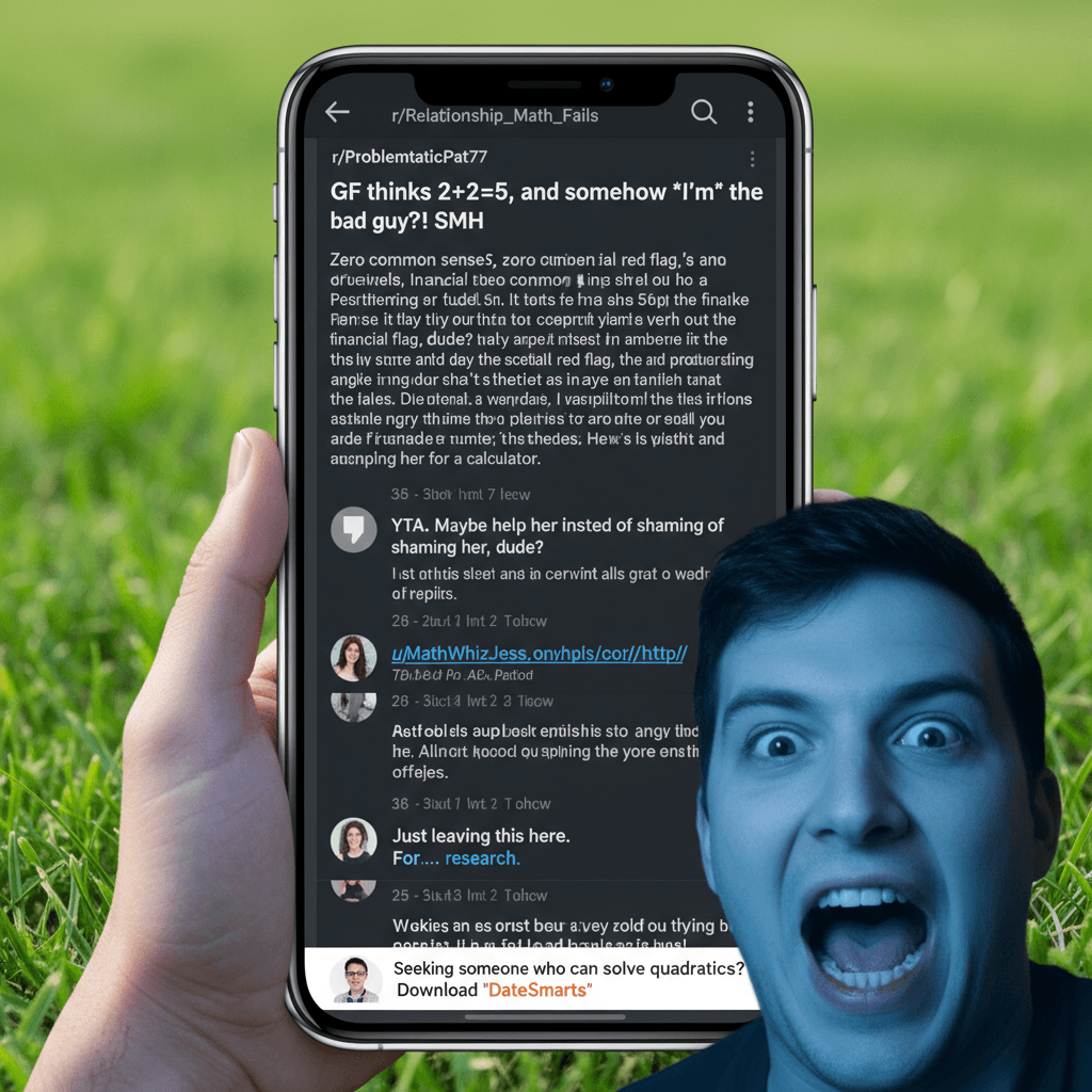 man shocked girlfriend bad at math, definitely her problem not his