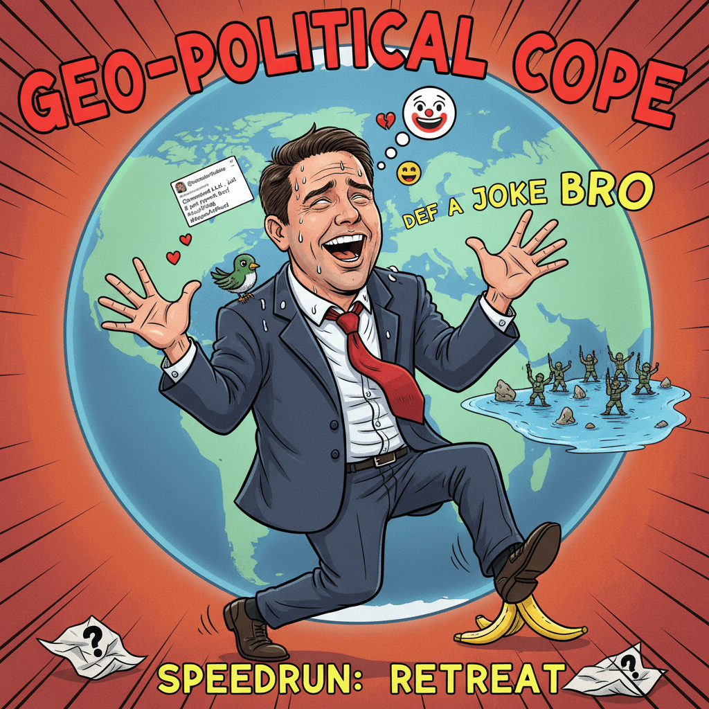 guy frantically explains why invading greenland was def a joke bro