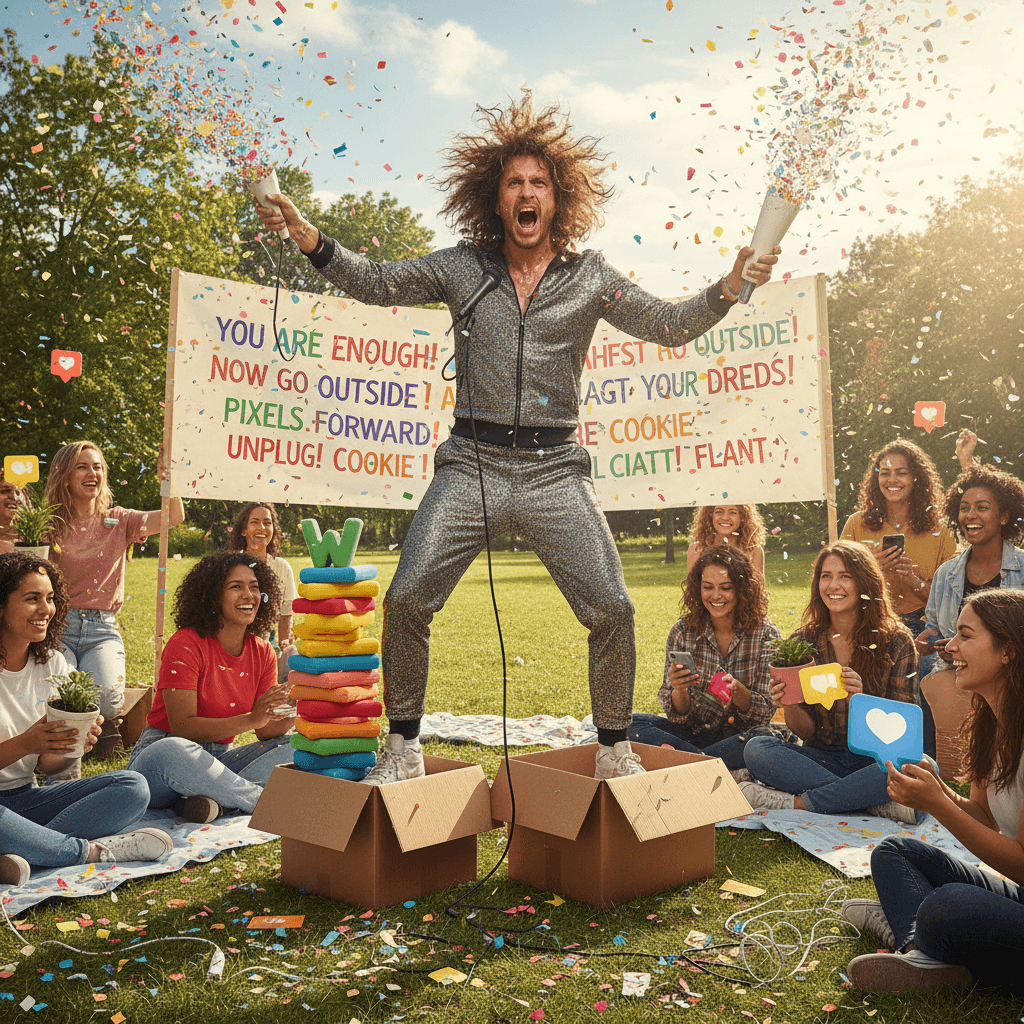 motivational speaker having a stroke in all-caps desperation