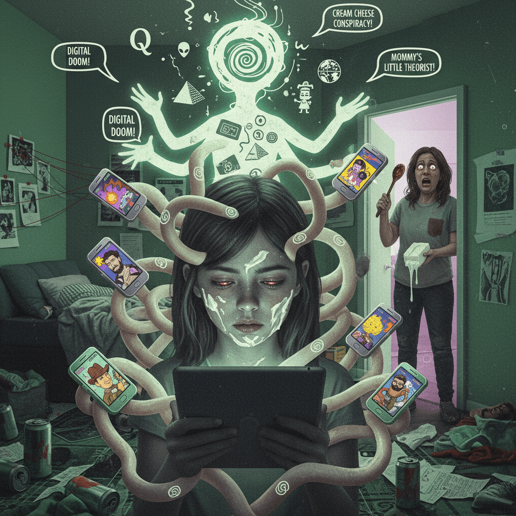 TikTok algorithm teaching kids QAnon fan fiction, one cream cheese intestine at a time