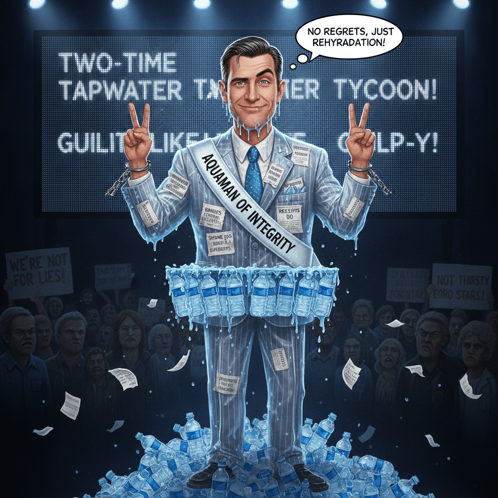 Trustworthy water guy has 2 convictions, zero shame