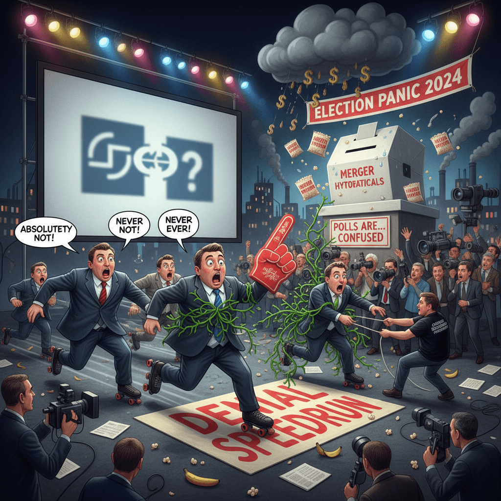 Politicians dramatically deny merger while discussing merger hypotheticals