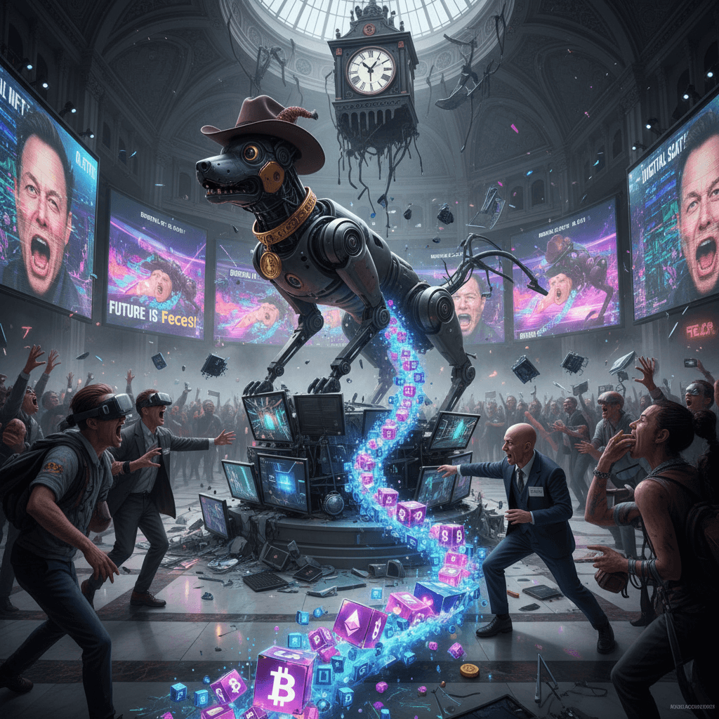 Musk's robot dog excreting blockchain at Basel, the timeline is cooked