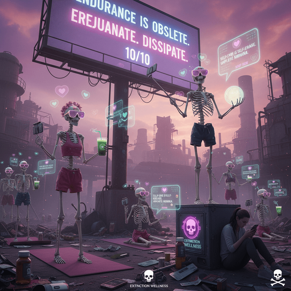 skeleton influencers recommend extinction as self-care, 10/10