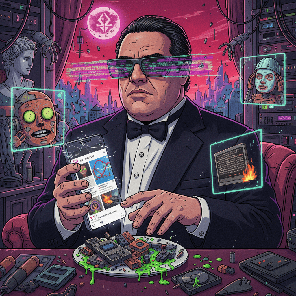 Godfather fears robot self-care, posts edgelord slop to Instagram