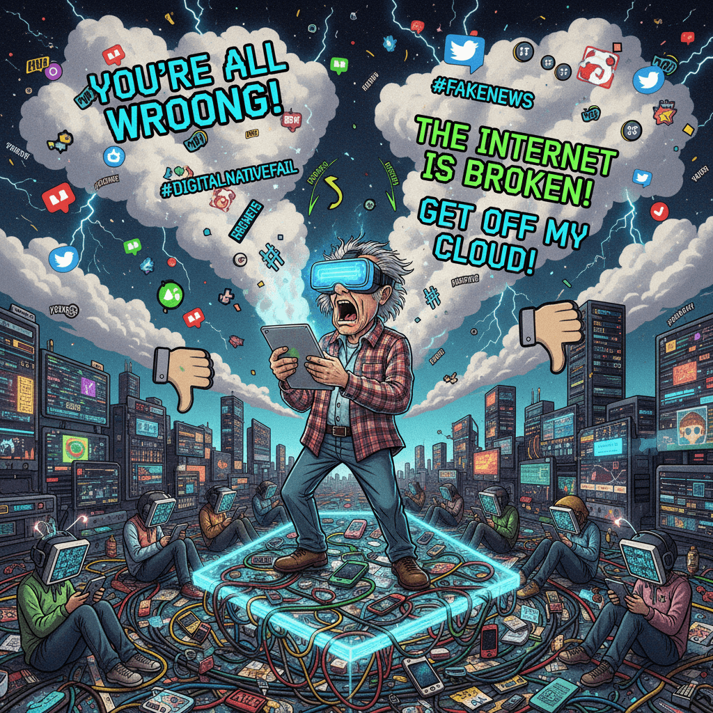 old man yells at clouds (digitally, very loudly)