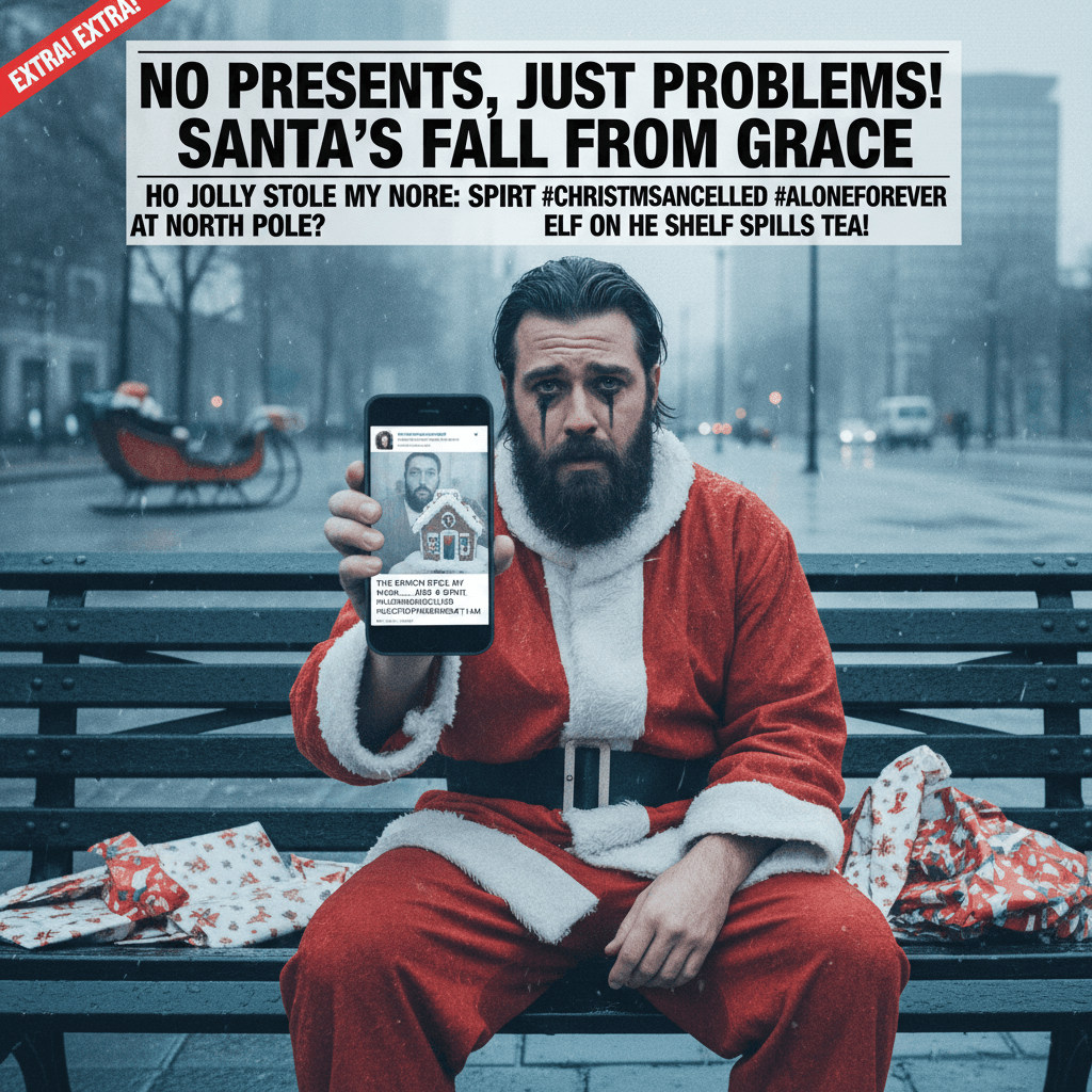 Sad man sad about sad Christmas, more at 11