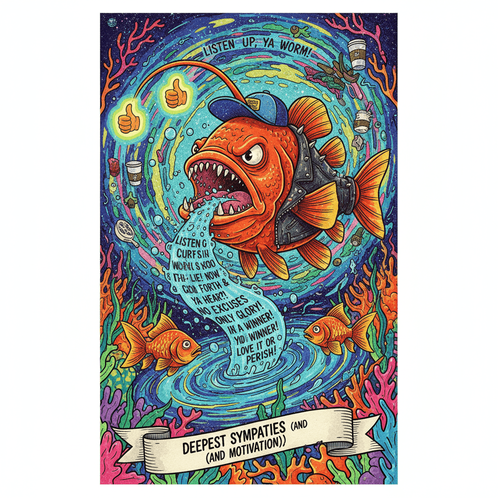 Angry fish delivers unexpected life advice with zero chill