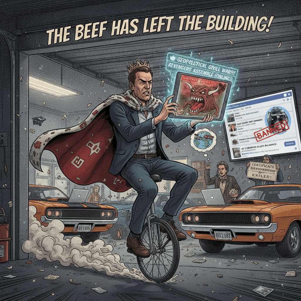 man leaves car club over geopolitical beef, promises revenge return