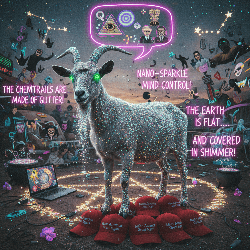 Goat gets a glitter makeover, makes unfounded accusations