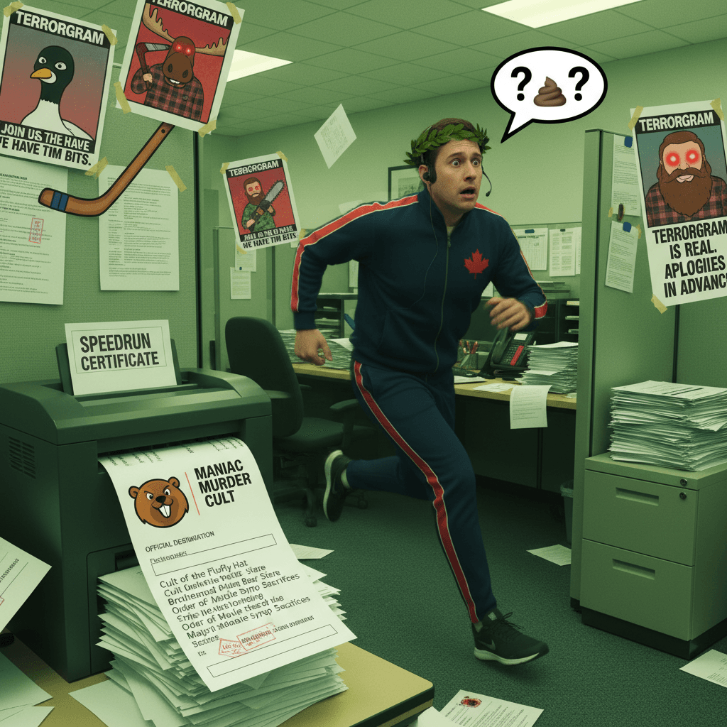 Canada really said 'Maniac Murder Cult' on official paperwork lmao