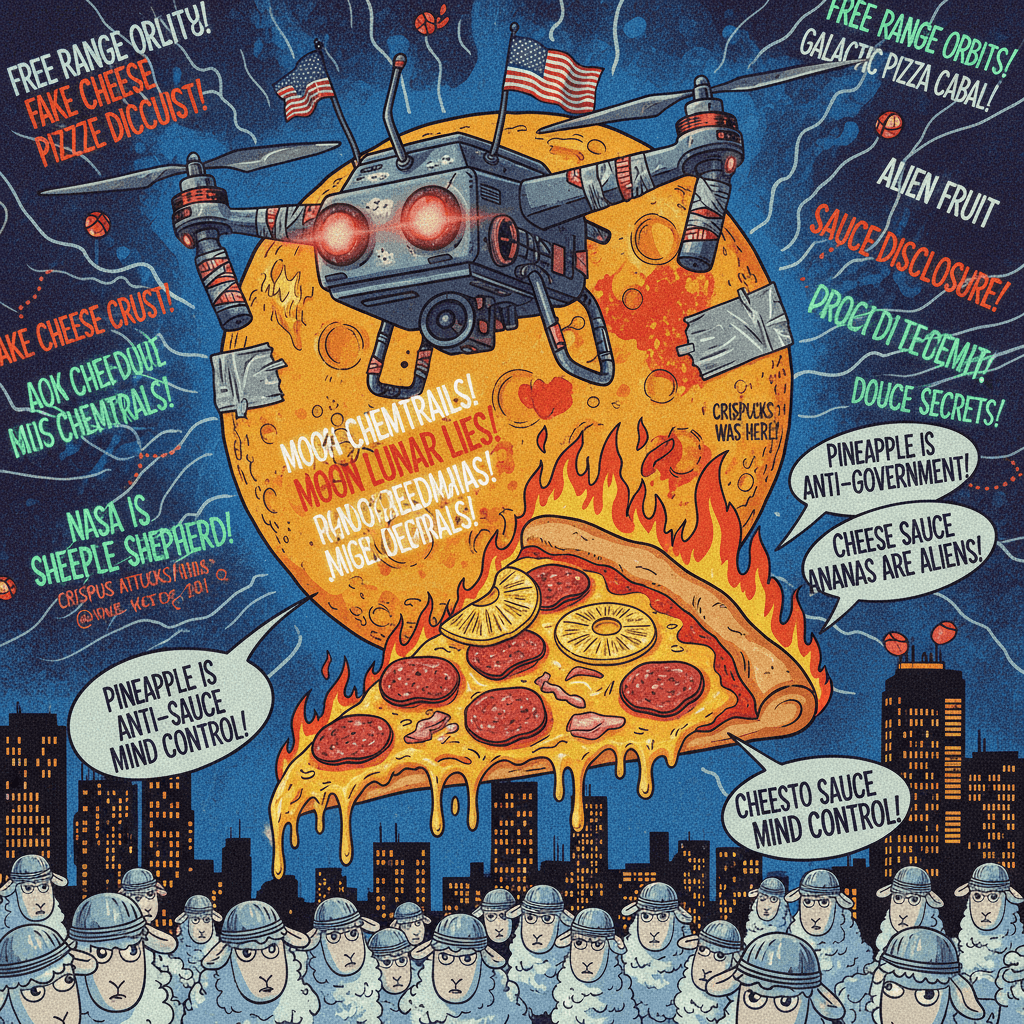 moon drone truthing mixed with pineapple pizza hot takes, peak unhinged
