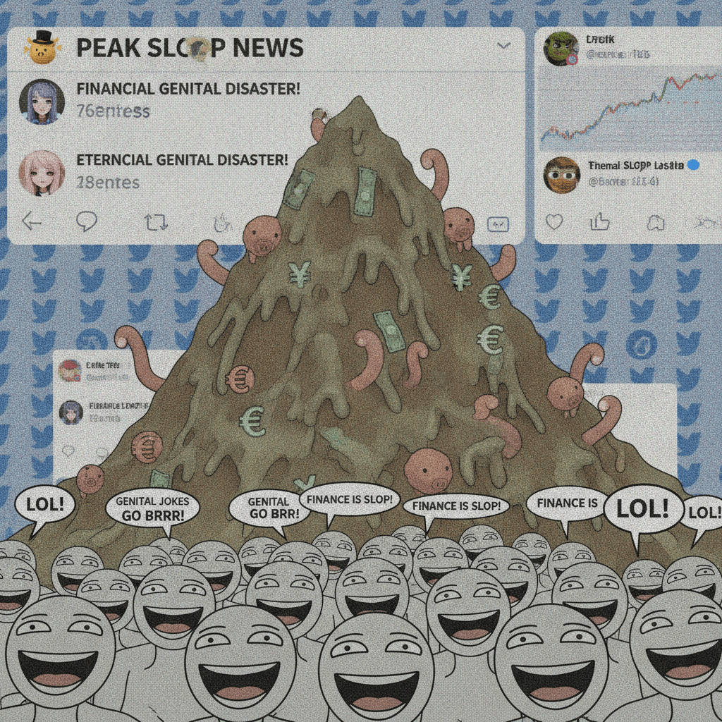 Peak slop: financial news meets genital jokes, NPCs laugh eternally