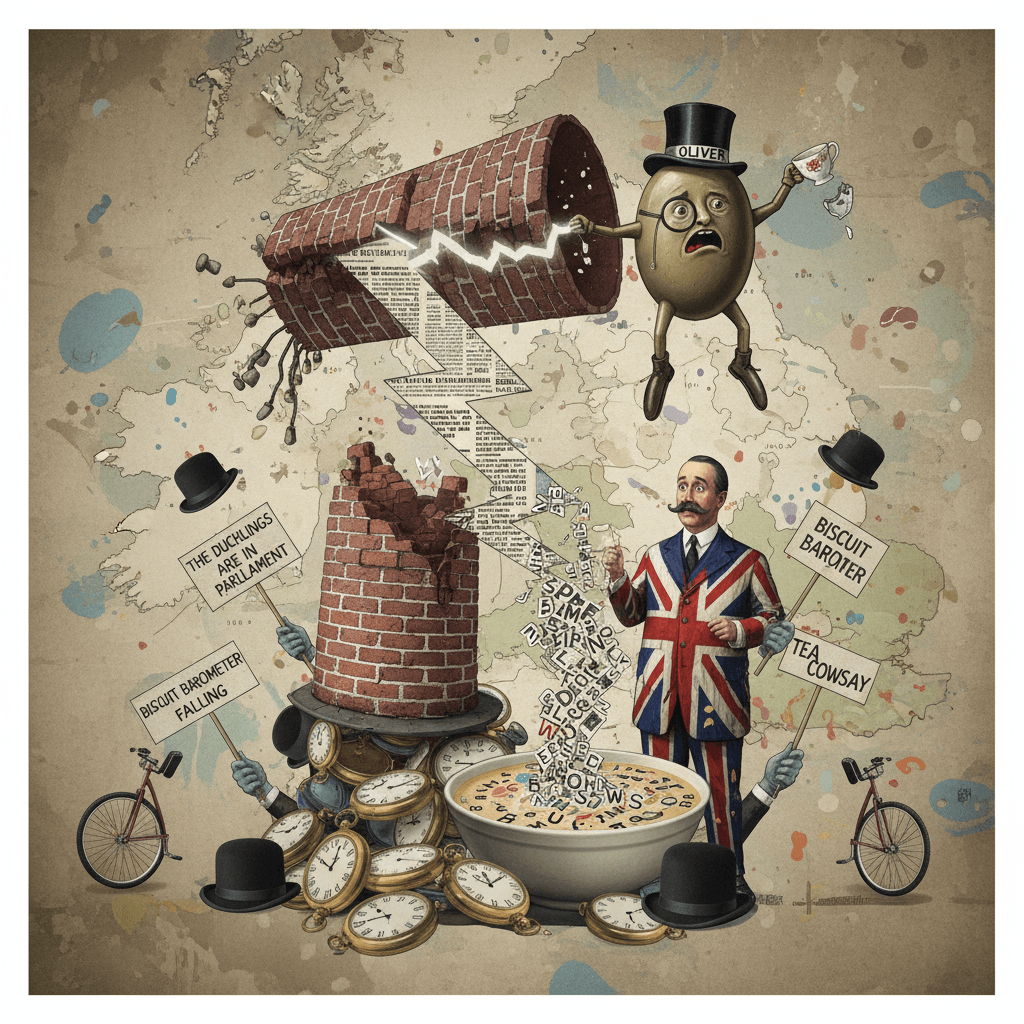 Chimney got split, Oliver's in pain, something about Chamberlain