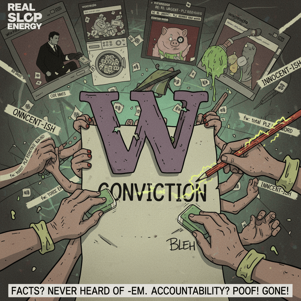 Wikipedia editors removing 'convicted' from conviction, very normal