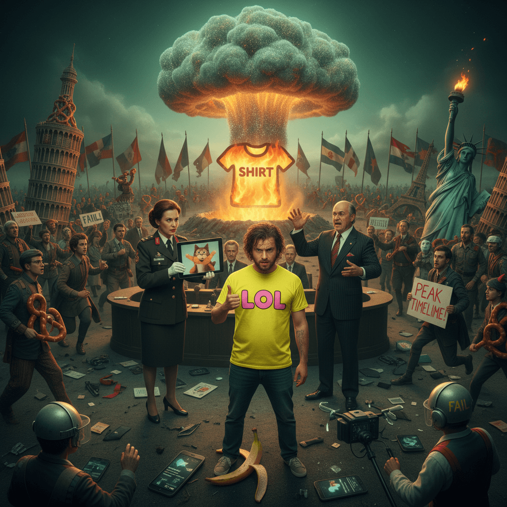 LOL shirt meets international incident: peak timeline chaos