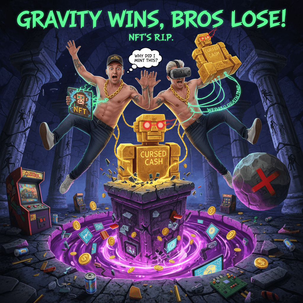 Golden idol regret speedrun: cryptobros vs gravity and self-awareness