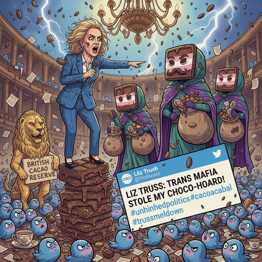 Liz Truss blames trans mafia for chocolate theft, absolutely unhinged