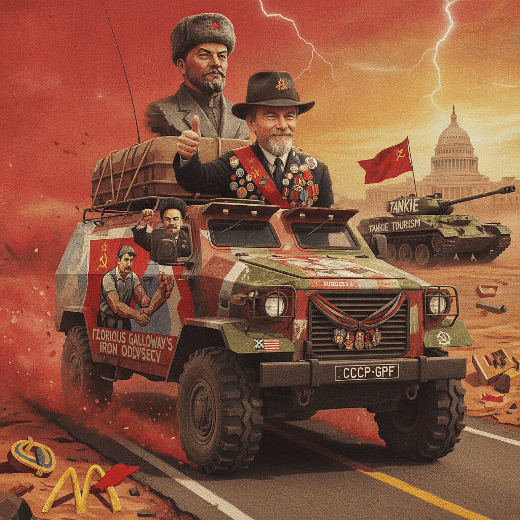 george galloway's communist road trip speedrun ft. socialist realism jpeg energy