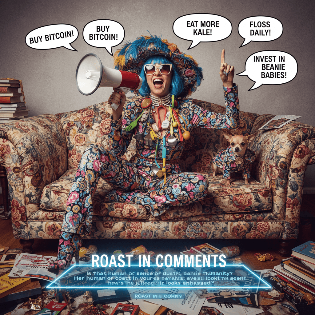 She matched the couch AND the advice nobody asked for