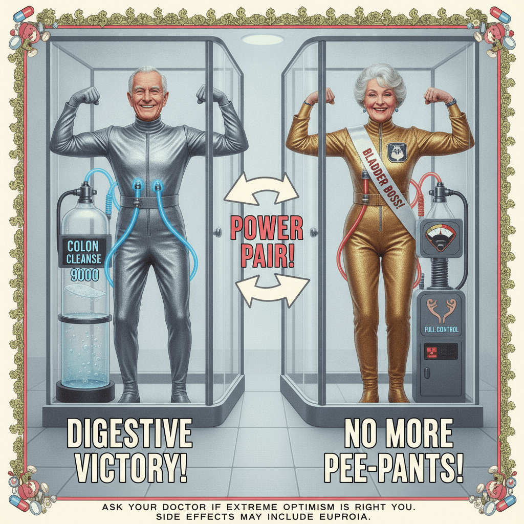 side-by-side shame: colon flush meets bladder control