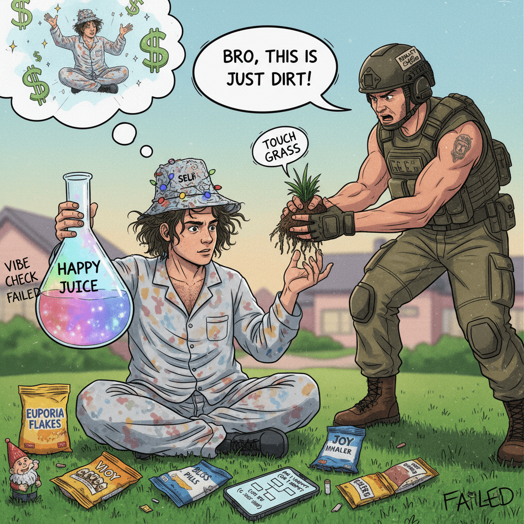 guy mistakes happiness for drug use, friend delivers reality check