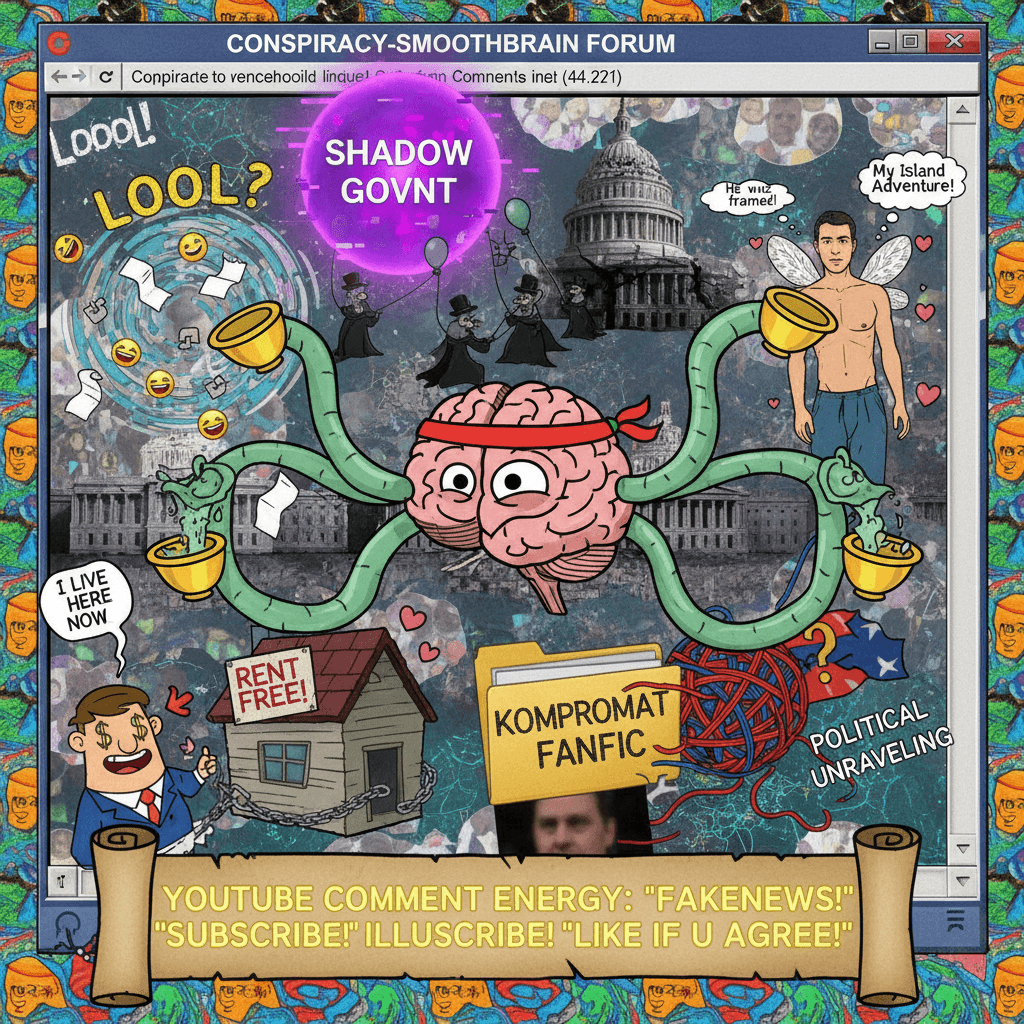 brain worms speedrun: toilet jokes + shadow government + epstein fanfiction