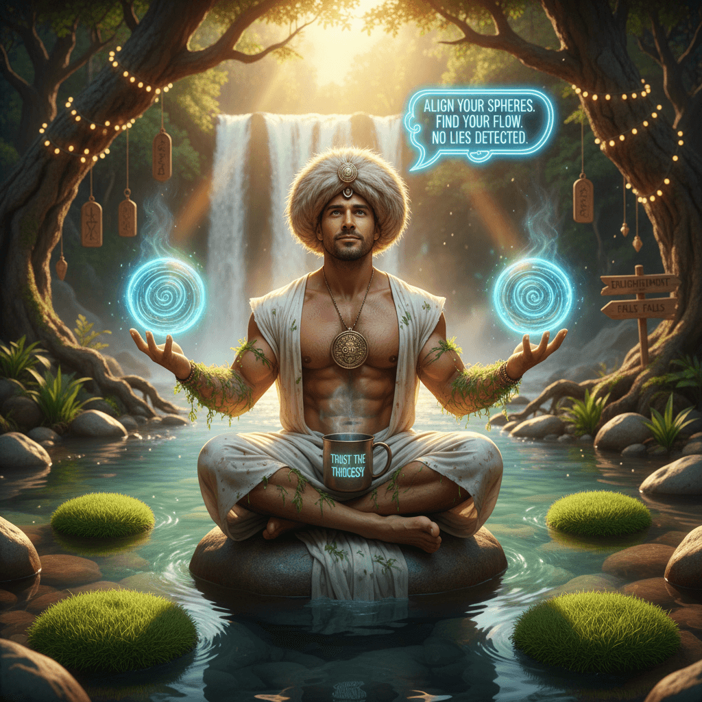 shirtless river wisdom about spiritual ball alignment