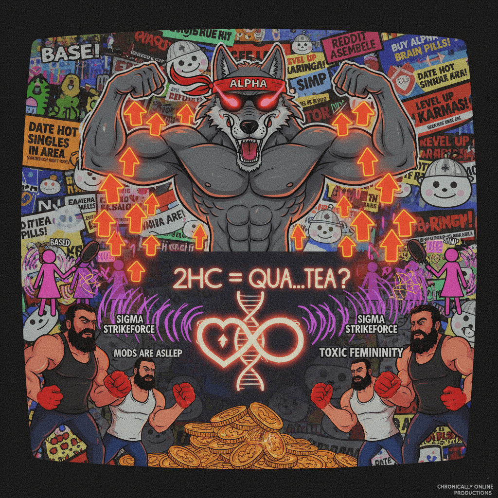 unhinged reddit fever dream about karma, alphas, and whatever '2hc equality' means