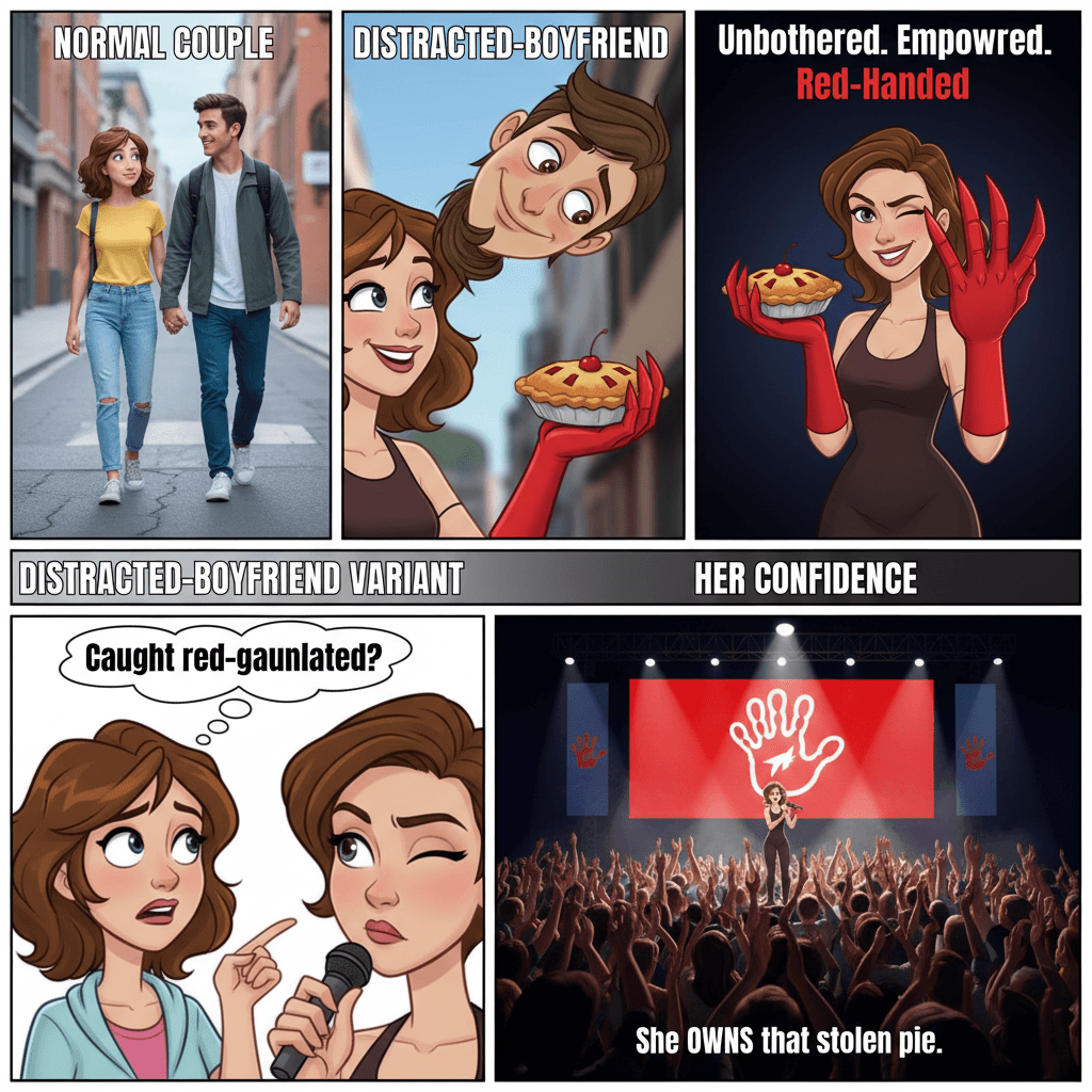 She's got that 'caught red-handed' confidence