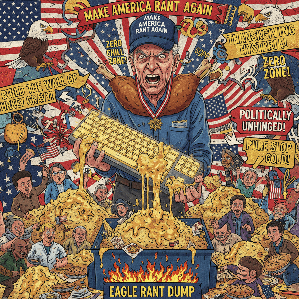 Thanksgiving rant proves caps lock + zero chill = pure slop gold