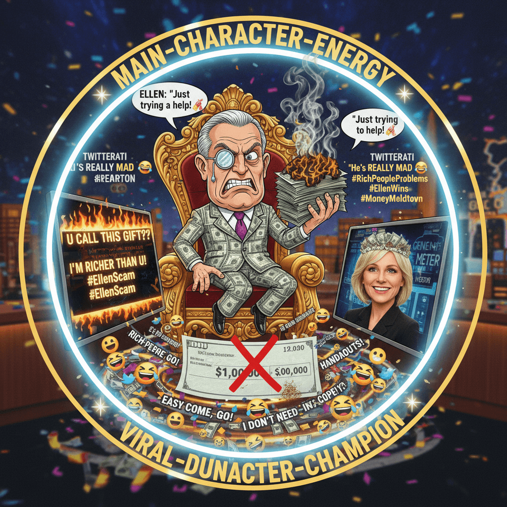 Billionaire mad at being given money on live TV, really showed Ellen