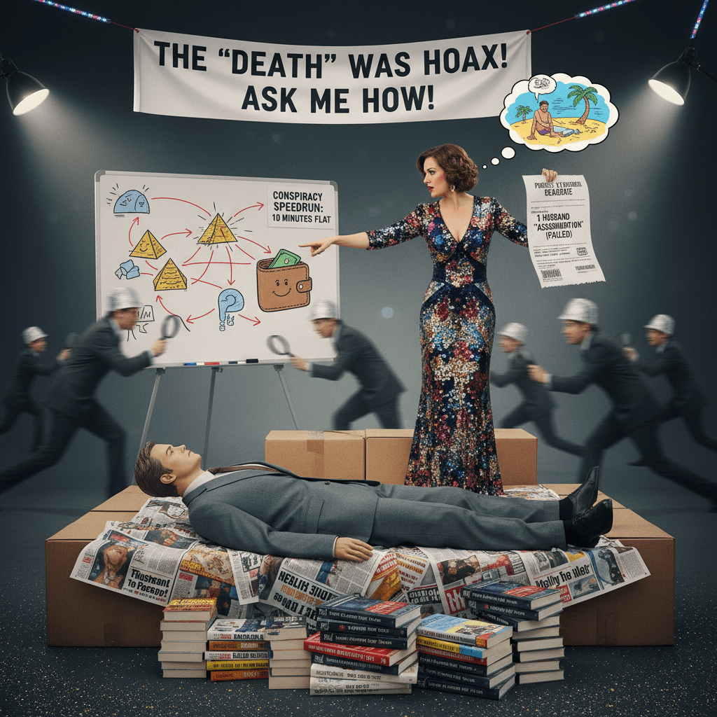 woman denies husband assassination that definitely didn't happen