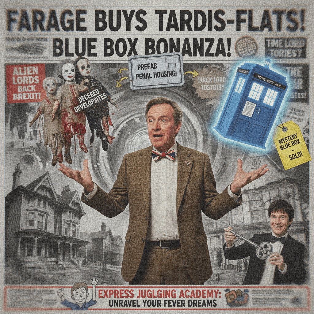 Express juggles dead children, prison prefabs, and a blue box in one fever dream