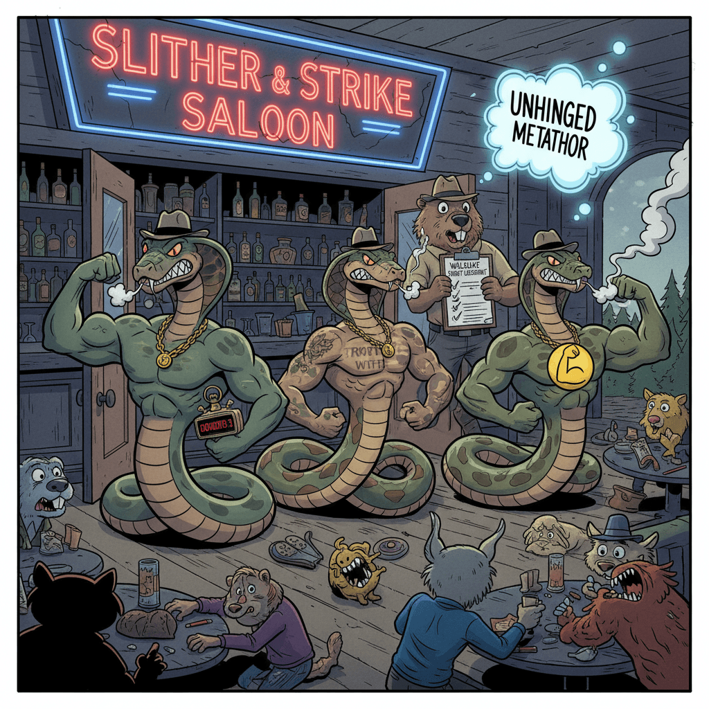 three deadly snakes walk into a bar, sound like a threat assessment