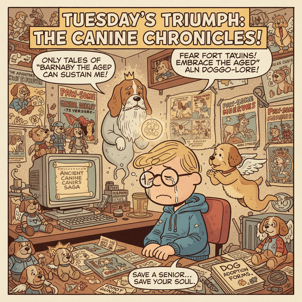 sad person needs 75yo dog adoption lore to survive tuesday