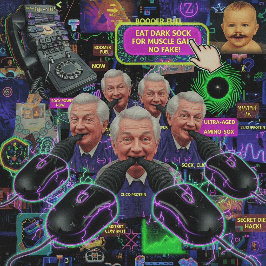 baby boomers eating socks via dark protein clicks, apparently