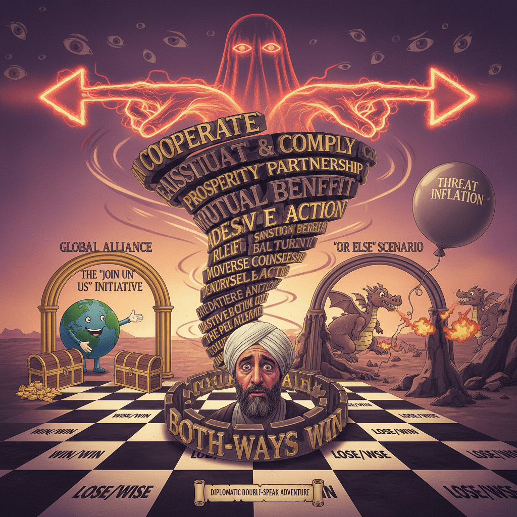 Iran gets the classic 'join us or else (but also or else)' treatment