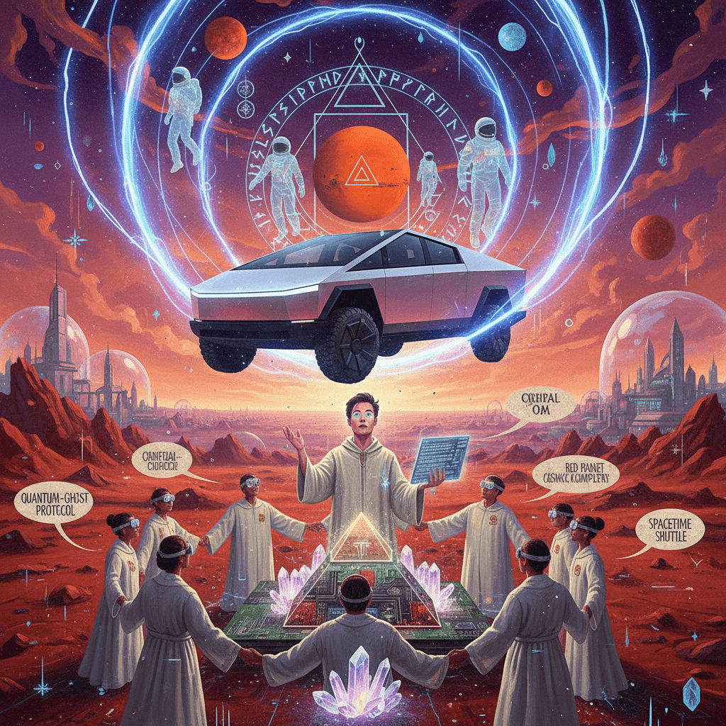 mars colonization meets tesla seance, spirituality speedrun achieved