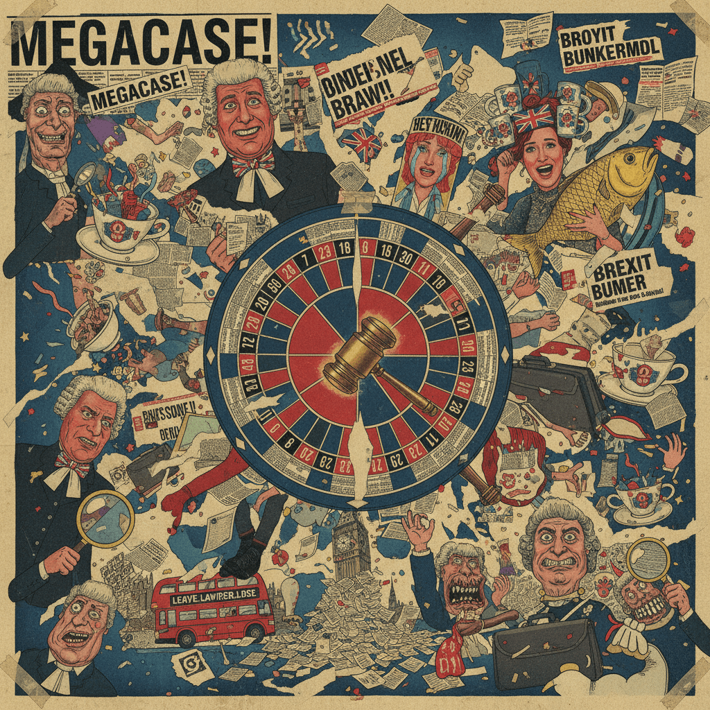 British tabloid fever dream meets courtroom chaos on a roulette wheel