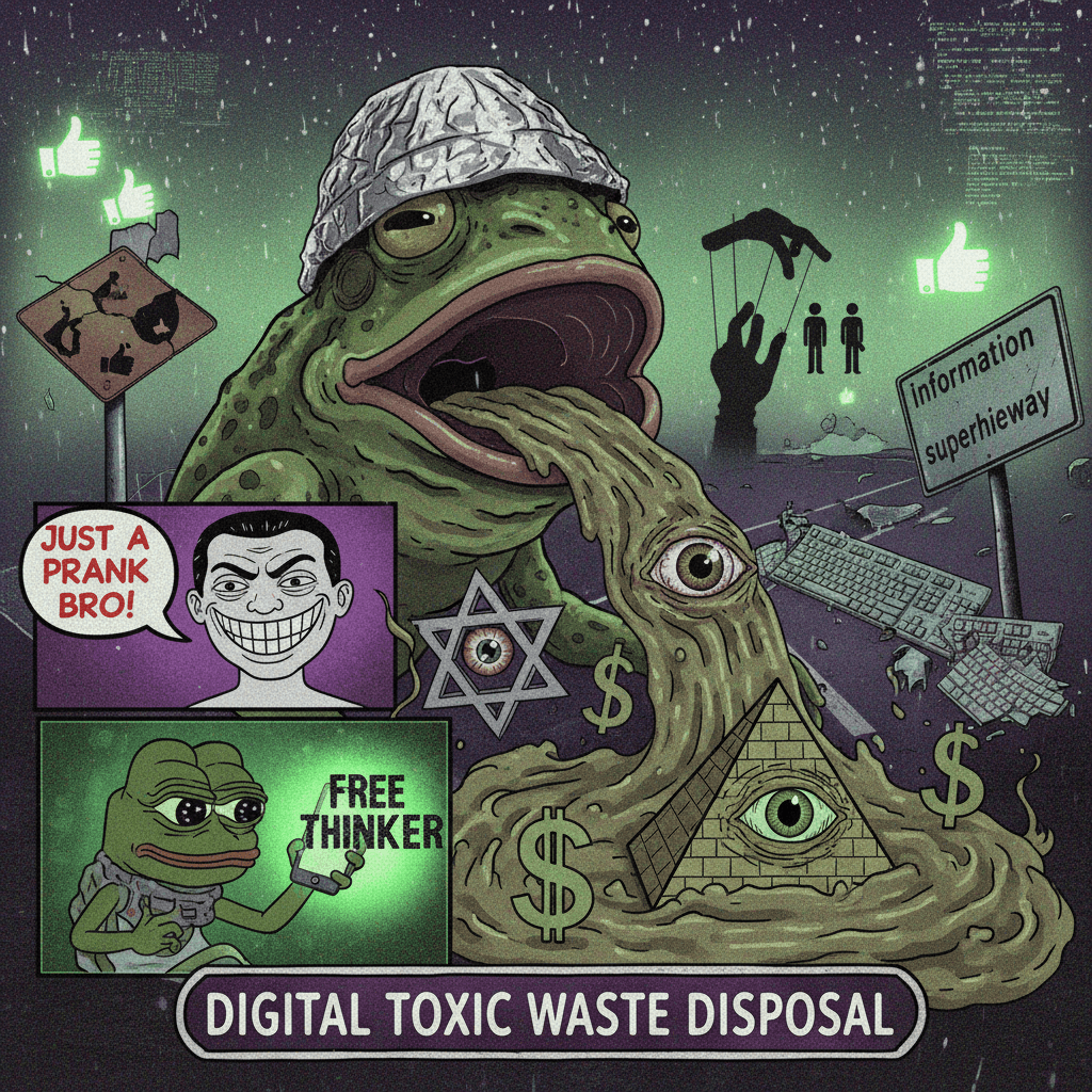 Antisemitic conspiracy slop disguised as edgy meme humor