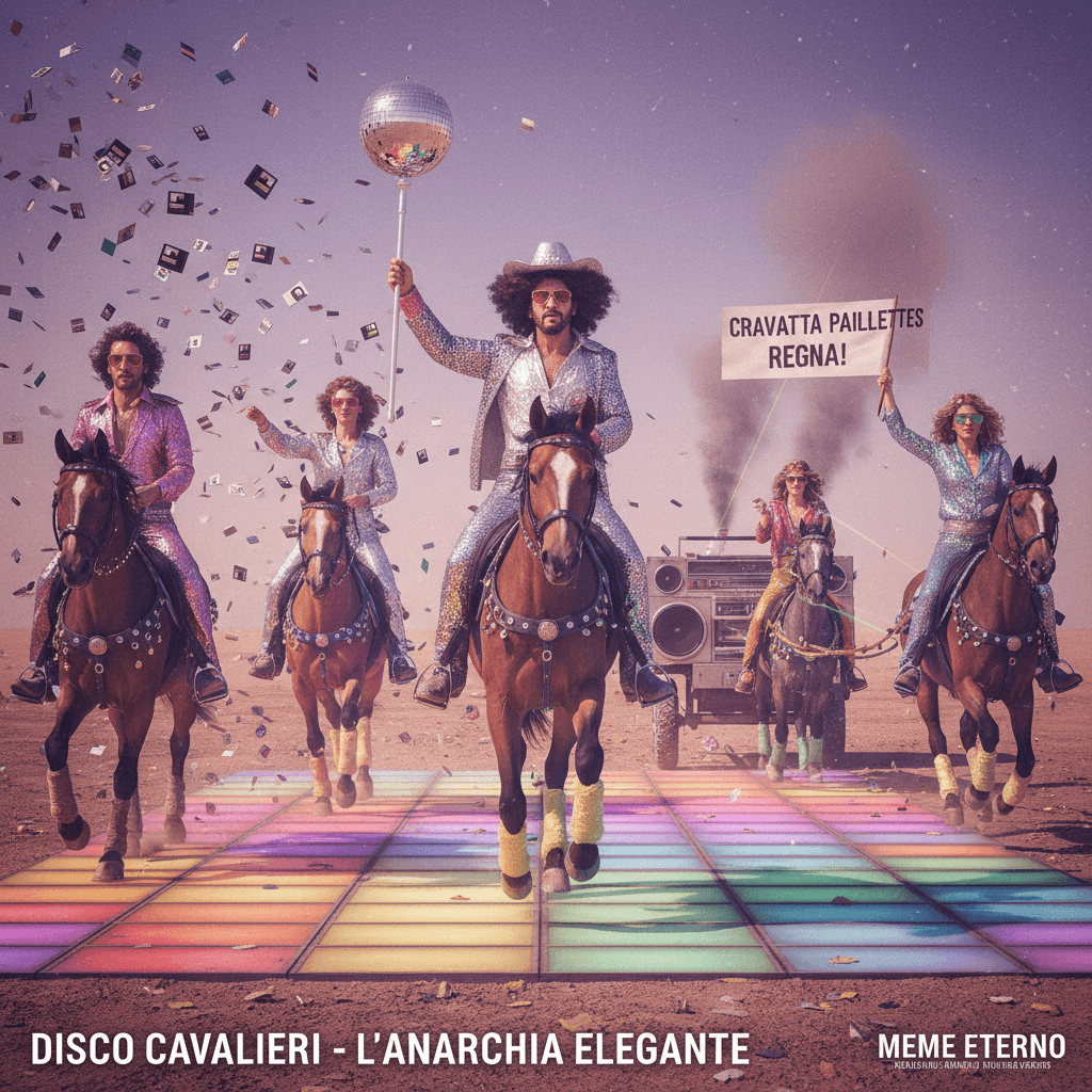 Italian disco nerds on horses: proof that irony died in 2024