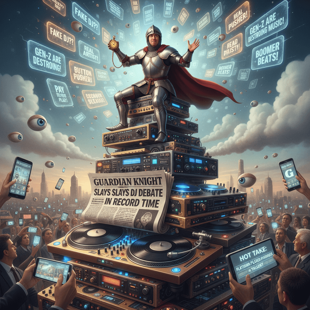 Guardian speedruns DJ legitimacy discourse while showing expensive equipment