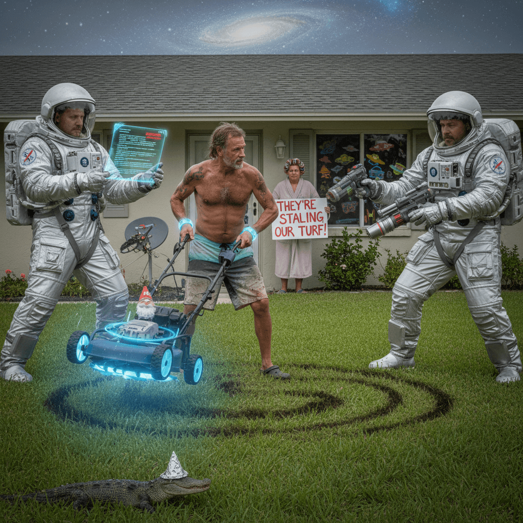 Space law vs lawn care: Florida man caught red-handed with illegal hover-mower