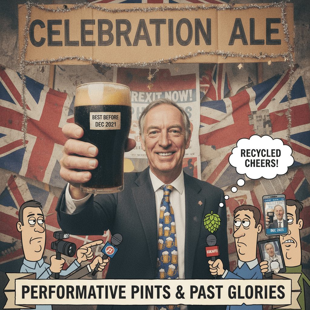 Farage celebrates with 2-year-old beer photo, journos spot the desperation