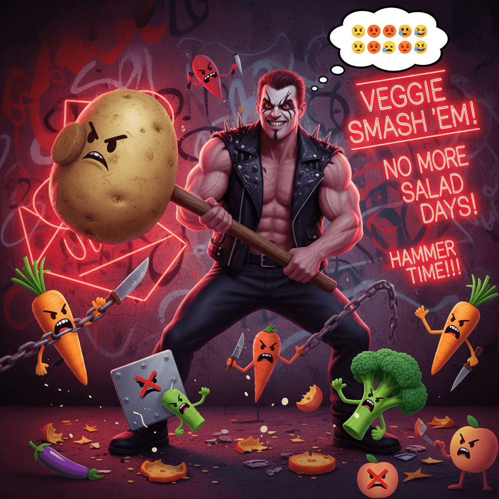 Threatening vegetable jokes with emojis—peak internet predator energy